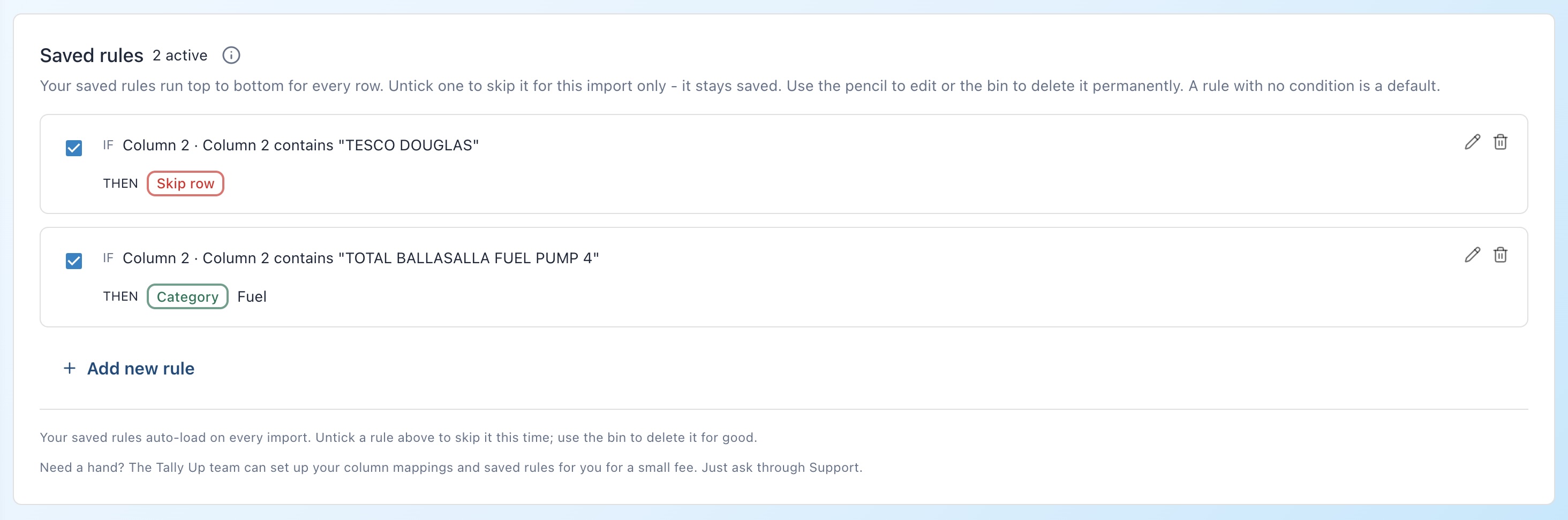 Data Importer saved rules lets you automatically filter your CSV rows